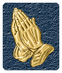 235 DF35 516 BL GD Praying Hands Blue Gold